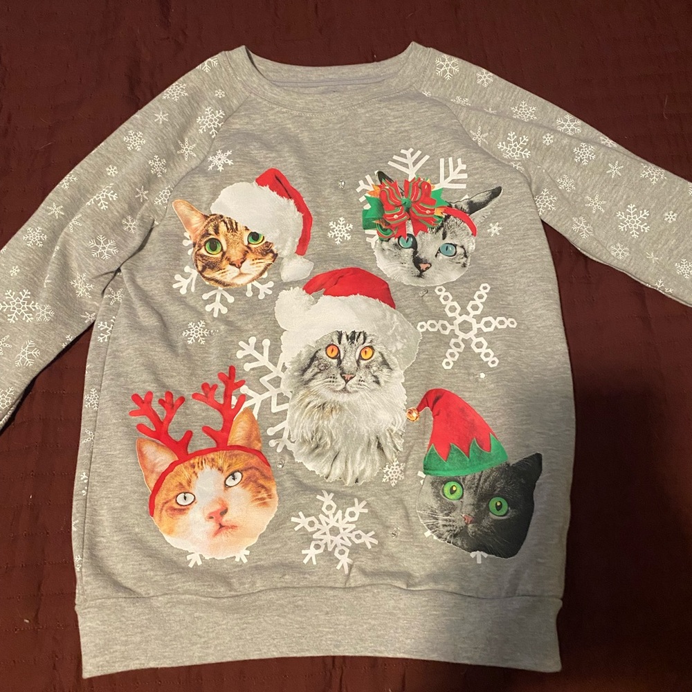 light up cat holiday sweater